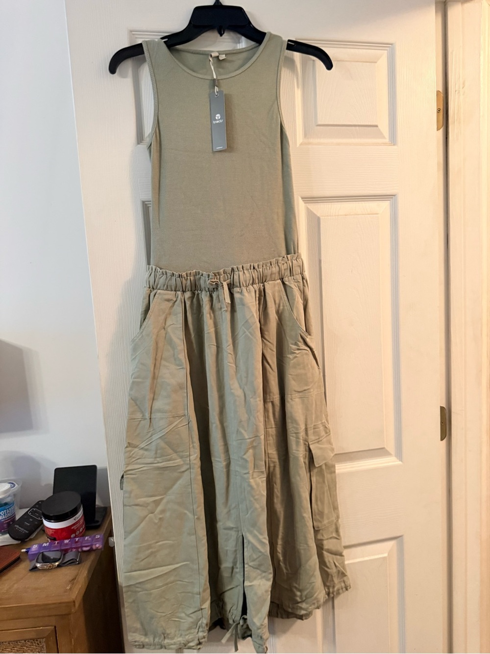 Tractr Olive Tank-Style Midi Dress